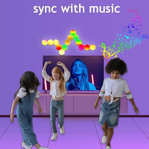 Miniatura 3 de Paquete de 12 luces hexagonales para LED de pared, que se sincronizan con música, aplicación y controles remotos, luces hexagonales, paneles de