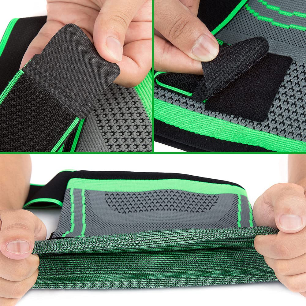 Knee Compression Sleeve pour Hommes Femmes Genouillères Supports pour Basketball Haltérophilie Gym Workout Vert (X-Large)