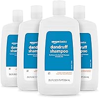 Amazon Basics Anti-Dandruff Shampoo 1% Pyrithione Zinc for Itchy Flaky Scalp Relief, pH Balanced Paraben-Free, Clean Scent, Normal Oily Hair, 28.2oz 4-Pack
