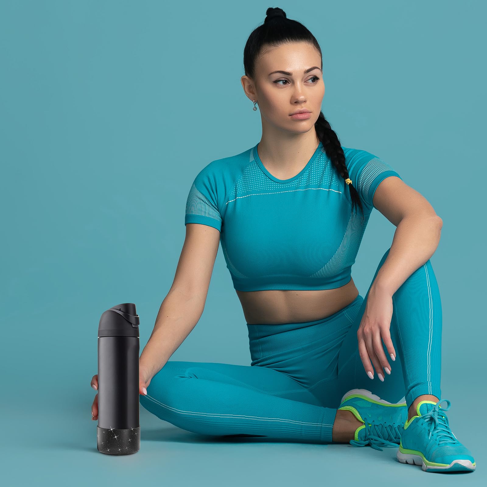 2 botas de silicona con purpurina para botella de agua Owala de 24 onzas, 32 onzas, 40 onzas, funda protectora antideslizante para botella de agua Owala Twist, FreeSip y Flip de acero inoxidable, sin