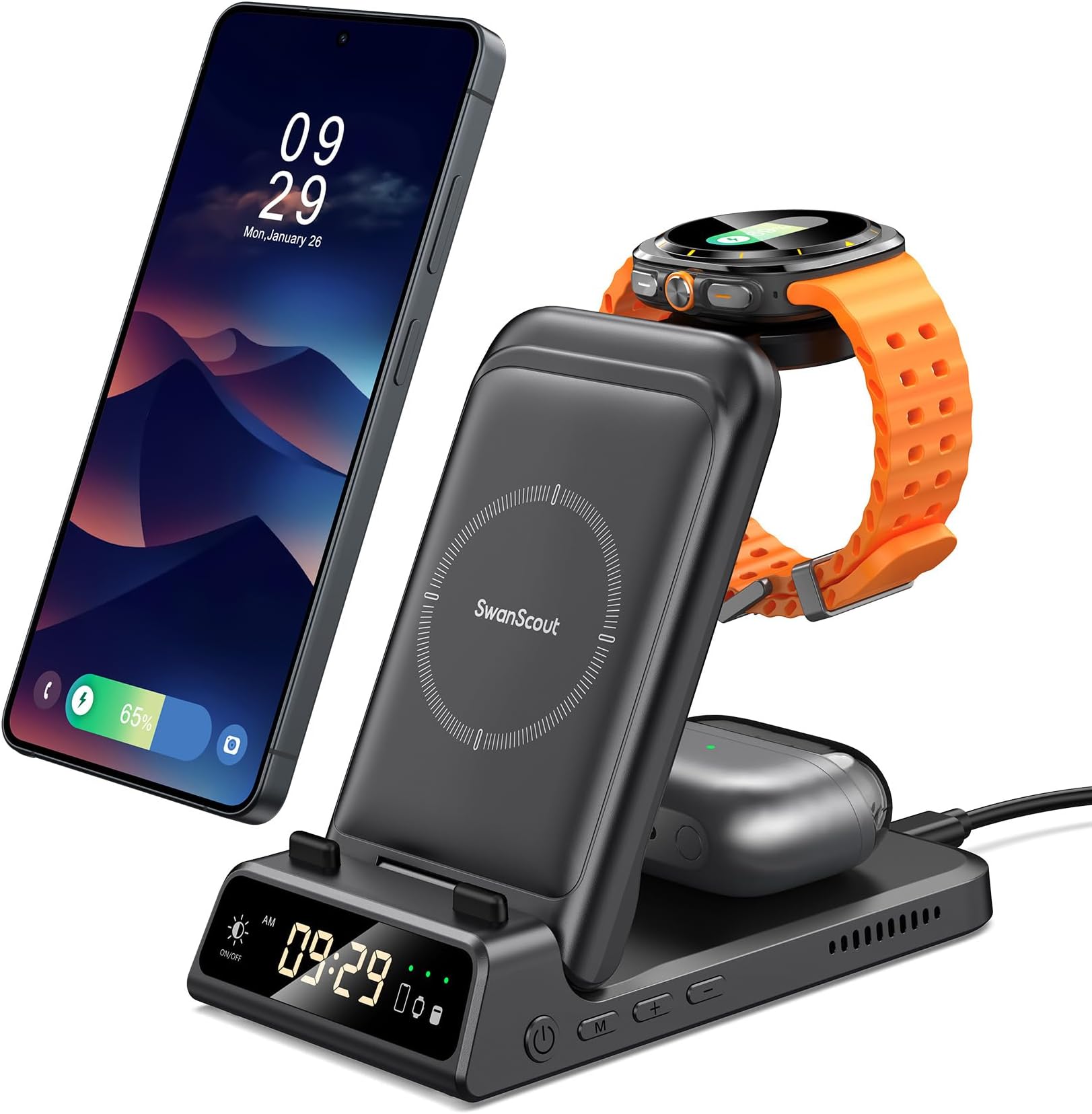 Wireless Charger for Samsung S26 Ultra, 3 in 1 Charging Station for Samsung