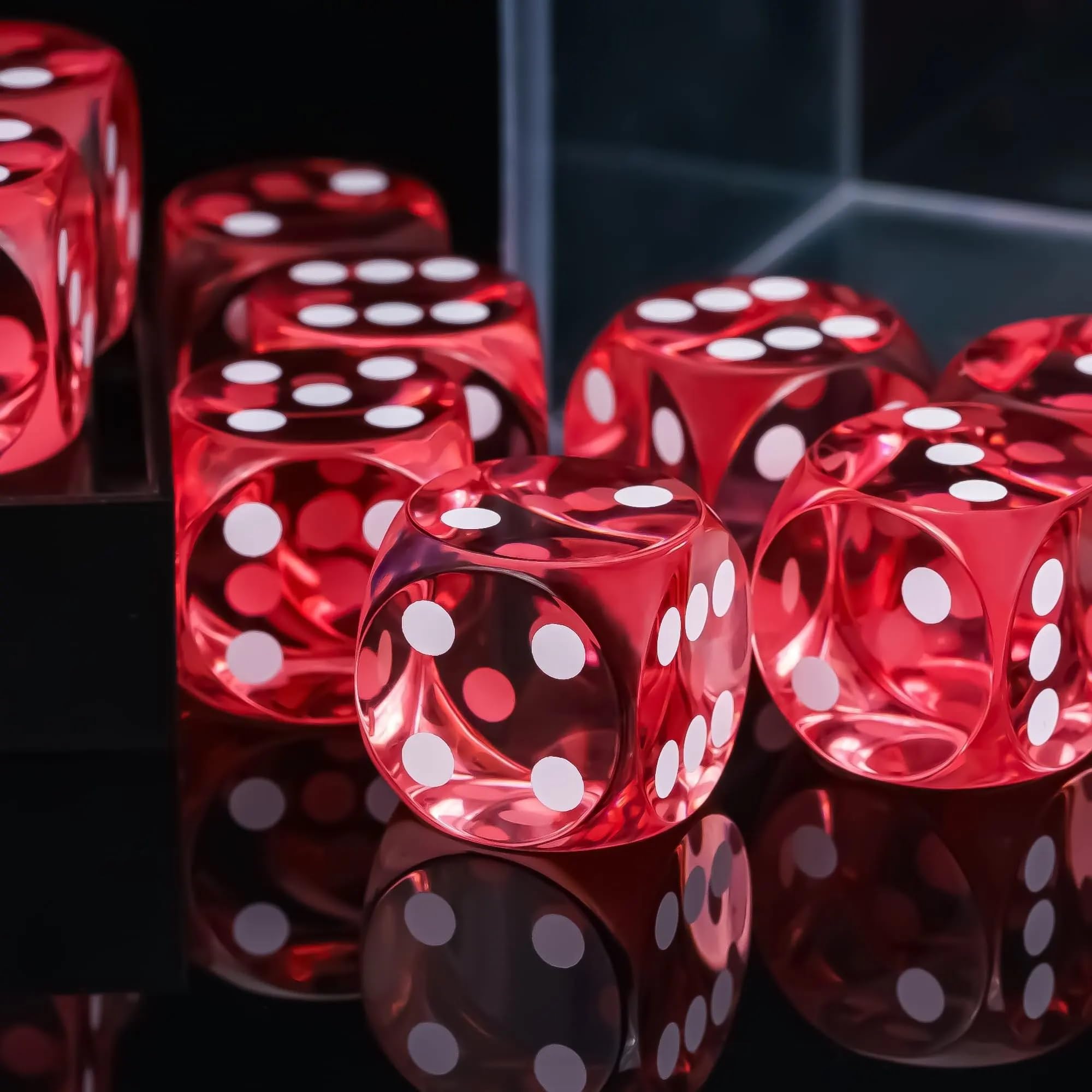 Regy 10PCS Polyhedral D6 Dice 16mm Acrylic Dice Game Dice for RPG MTG DND Table Games (Transparent Red)