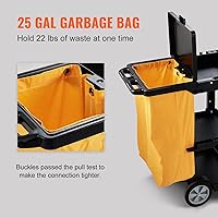 Vista 4 de VEVOR Carrito de limpieza, carrito de limpieza comercial de 3 estantes, carrito de plástico de limpieza de 200 libras de capacidad, con bolsa de PVC