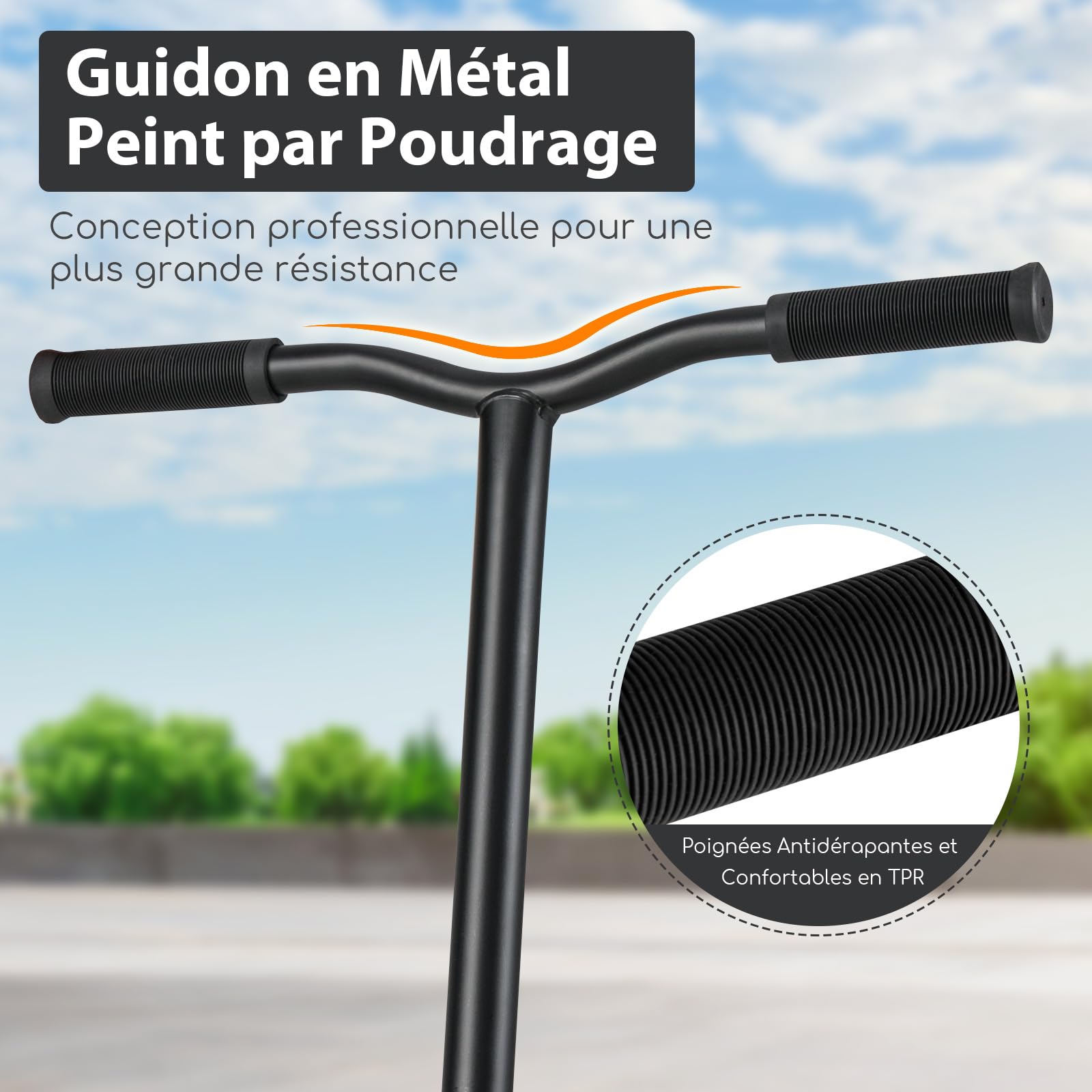 COSTWAY Trottinette Freestyle avec Roulements ABEC-7 & Roues en PU 110mm, Trottinette Pro Enfant avec Pont Élargi & Guidon à 360°, Frein Métallique, Charge 100kg pour Adolescents de 10 Ans+