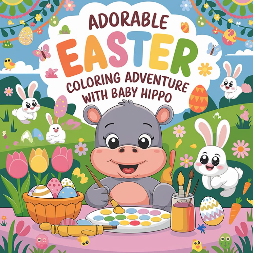 Baby Hippo’s Easter Coloring Adventure: A Perfect Easter Gift for Kids – Fun, Creative, and Adorable!