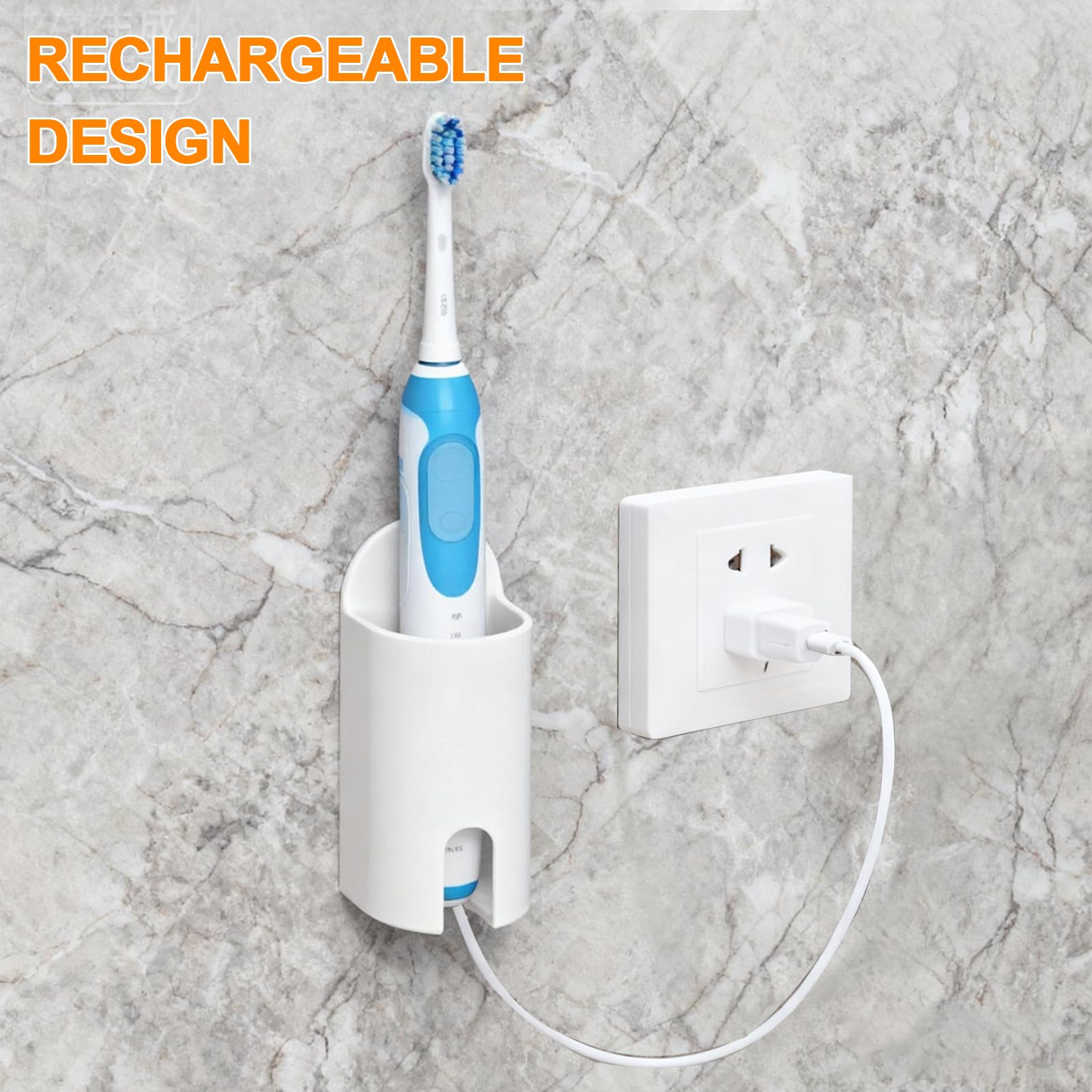 Dayinkes Set di 4 portaspazzolino montaggio a parete, senza fori con testine retrattili, per spazzolini elettrici, universali per viaggio/bagno/scuola