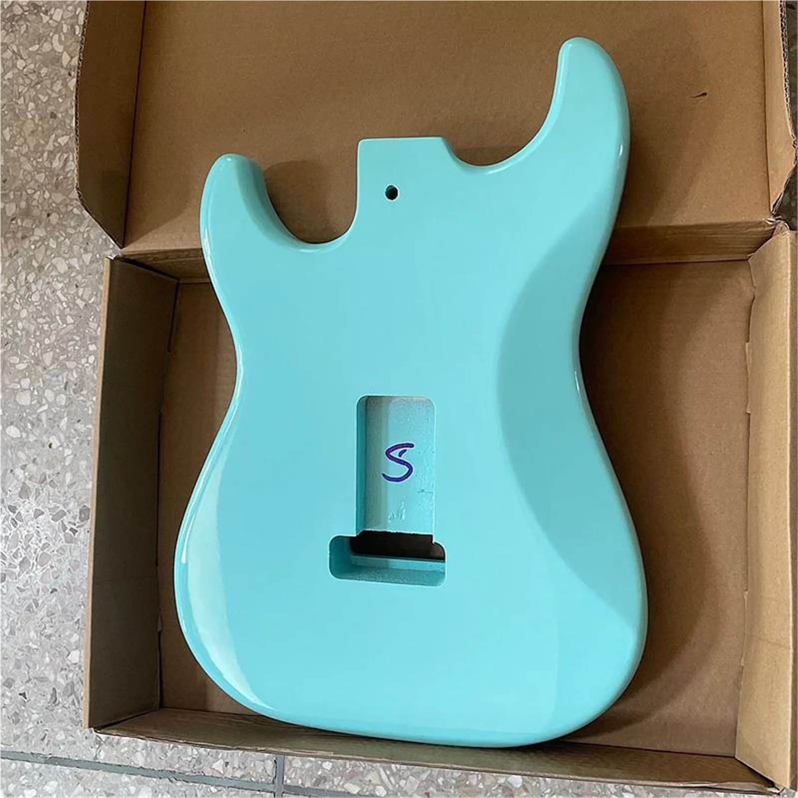 Unfinished Guitar Body Electric Guitar Body Poplar Wood Barrel For DIY(Blue 1)