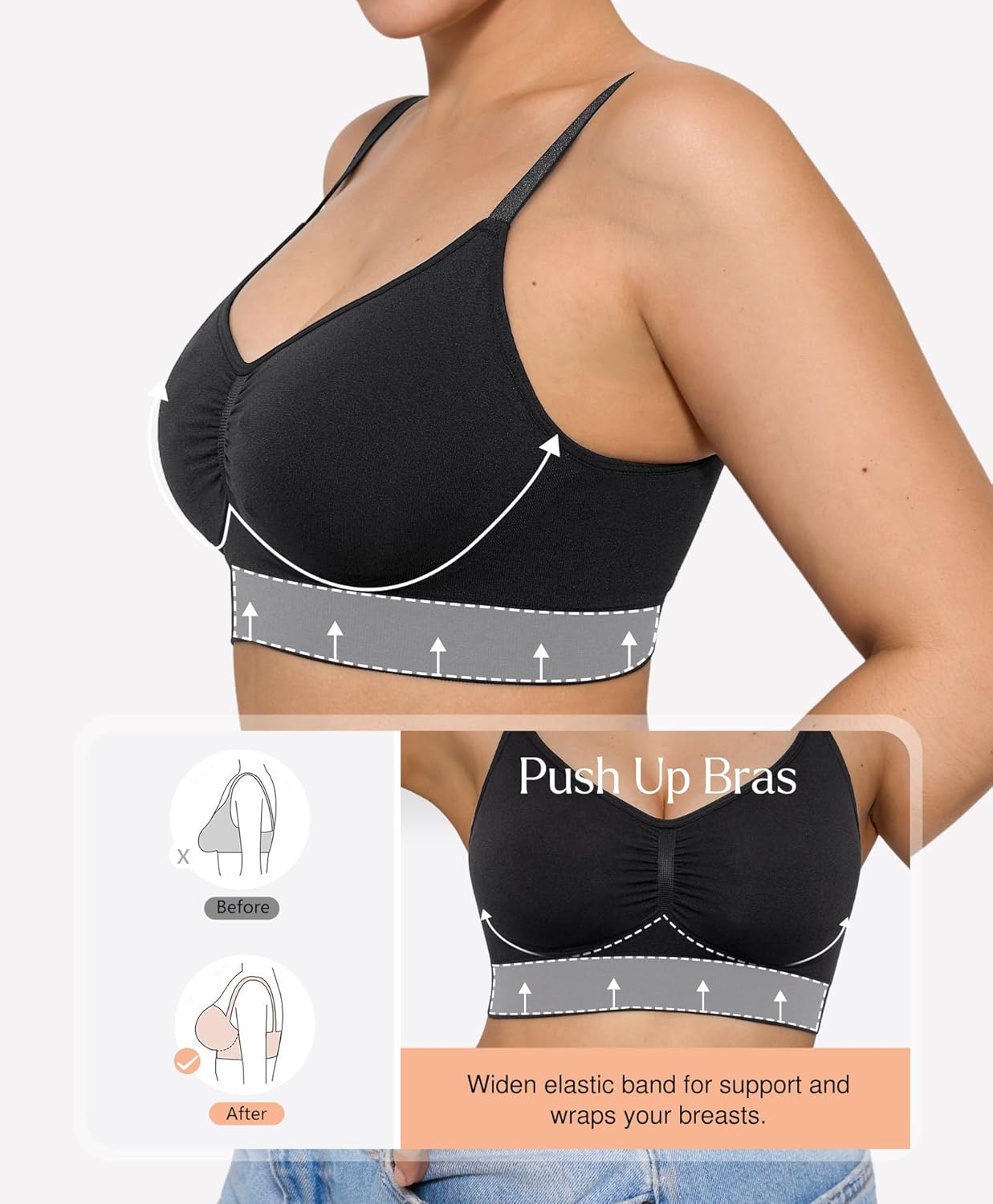 Popilush Wireless Supportive Bras for Women- Full Coverage Long-Lined Bra for Large Breast - Comfortable Sleep Bras - Image 4
