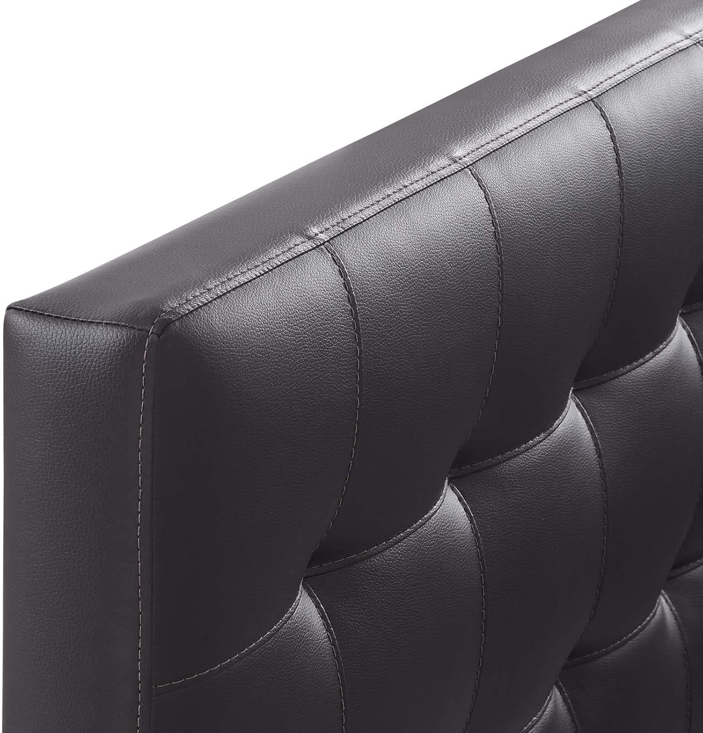 Lily Tufted Faux Leather Upholstered Twin Headboard in Brown