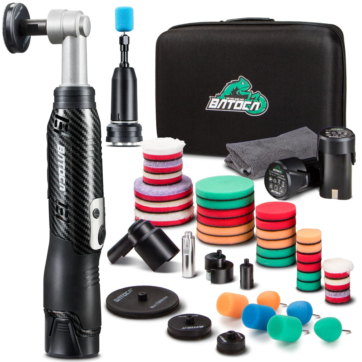 BATOCA S6, Mini Polisseuse Sans Fil 12V, Rotative & Orbitale, Double Tête