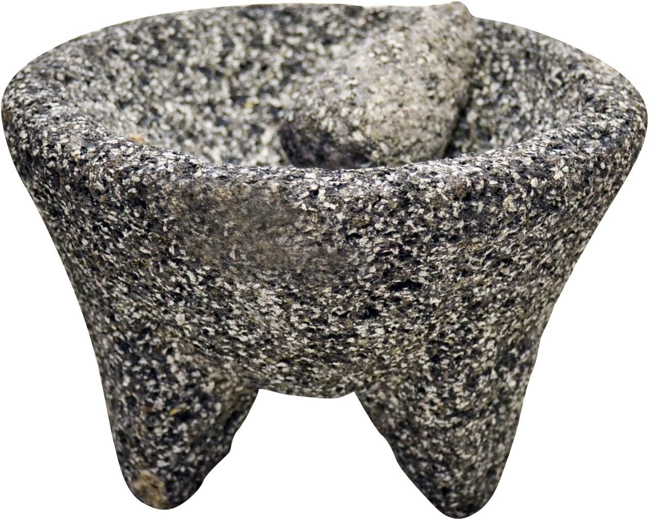 Molcajete, Mortar & Pestle, Basalt Volcanic Rock-7.75d X 5 3/8h