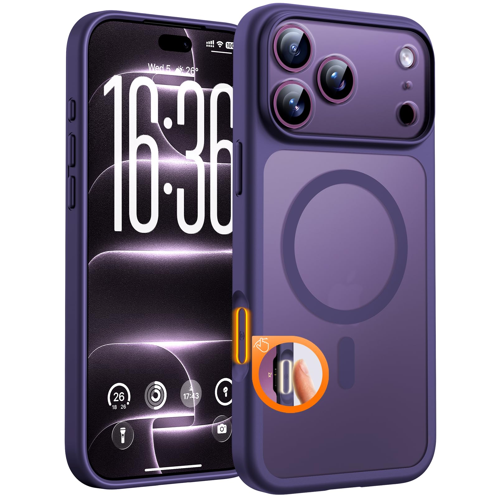 TOCOL for iPhone 18 Pro Case Midnight Purple, Compatible with MagSafe