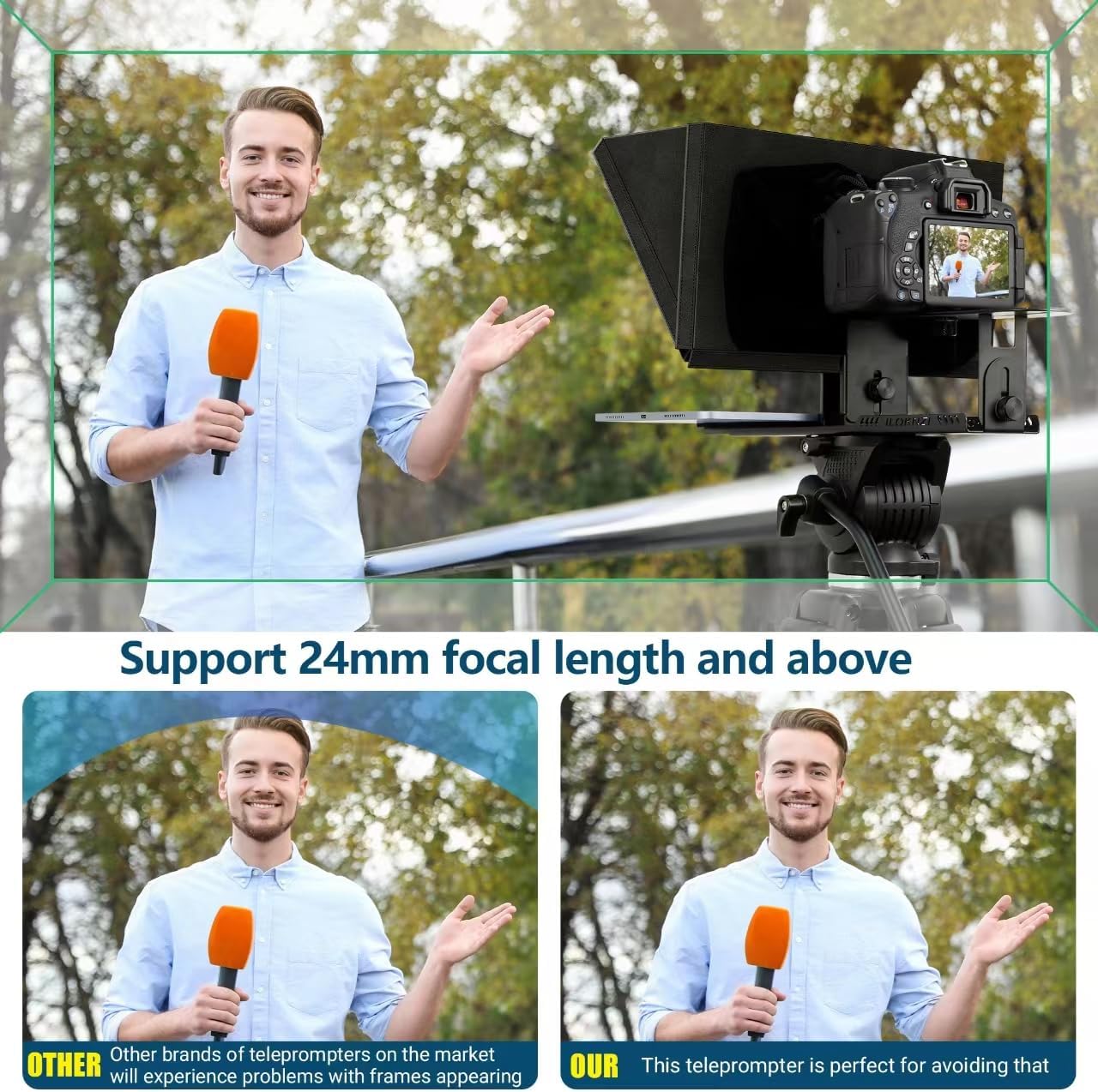 i2/12-inch All-Metal teleprompter, Lift The teleprompter and Remote Control, Using Tempered Optical Glass, Compatible with a Variety of Devices for a Variety of scenarios.