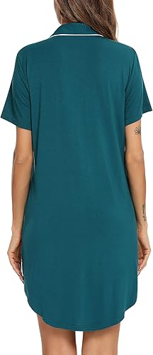 Miniatura 4 de Samring Camisón de pijama para mujer, manga cortalarga, con botones, camisón para dormir, camisón para novio, talla XXL