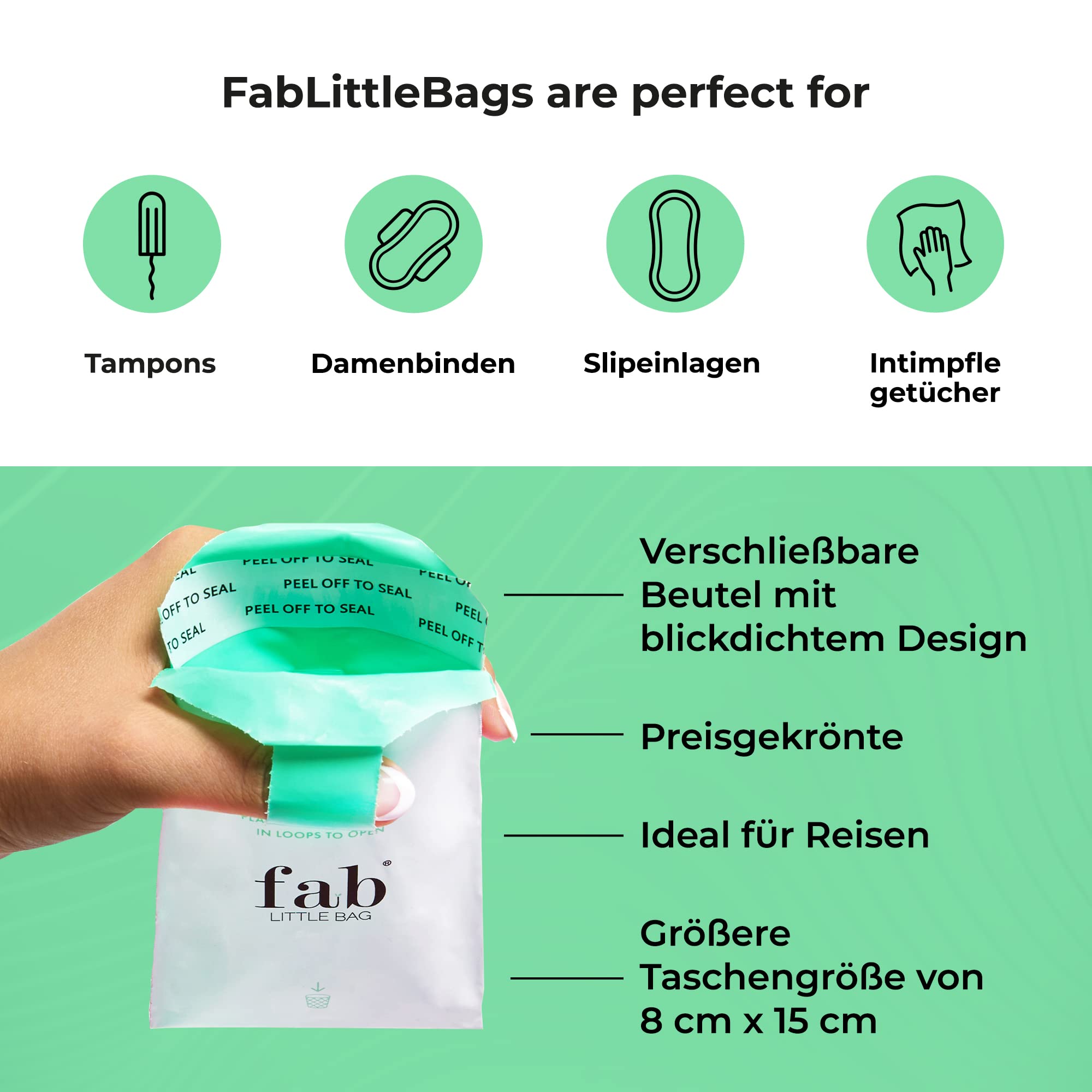 Fab Little Bag Spendereinheit für Hygienebeutel + Nachfüllpackung mit 100 Beuteln - Für Büros, Hotels, öffentliche Toiletten, Fitnessstudios (1 x Spender, 100 x Nachfüllbeutel)