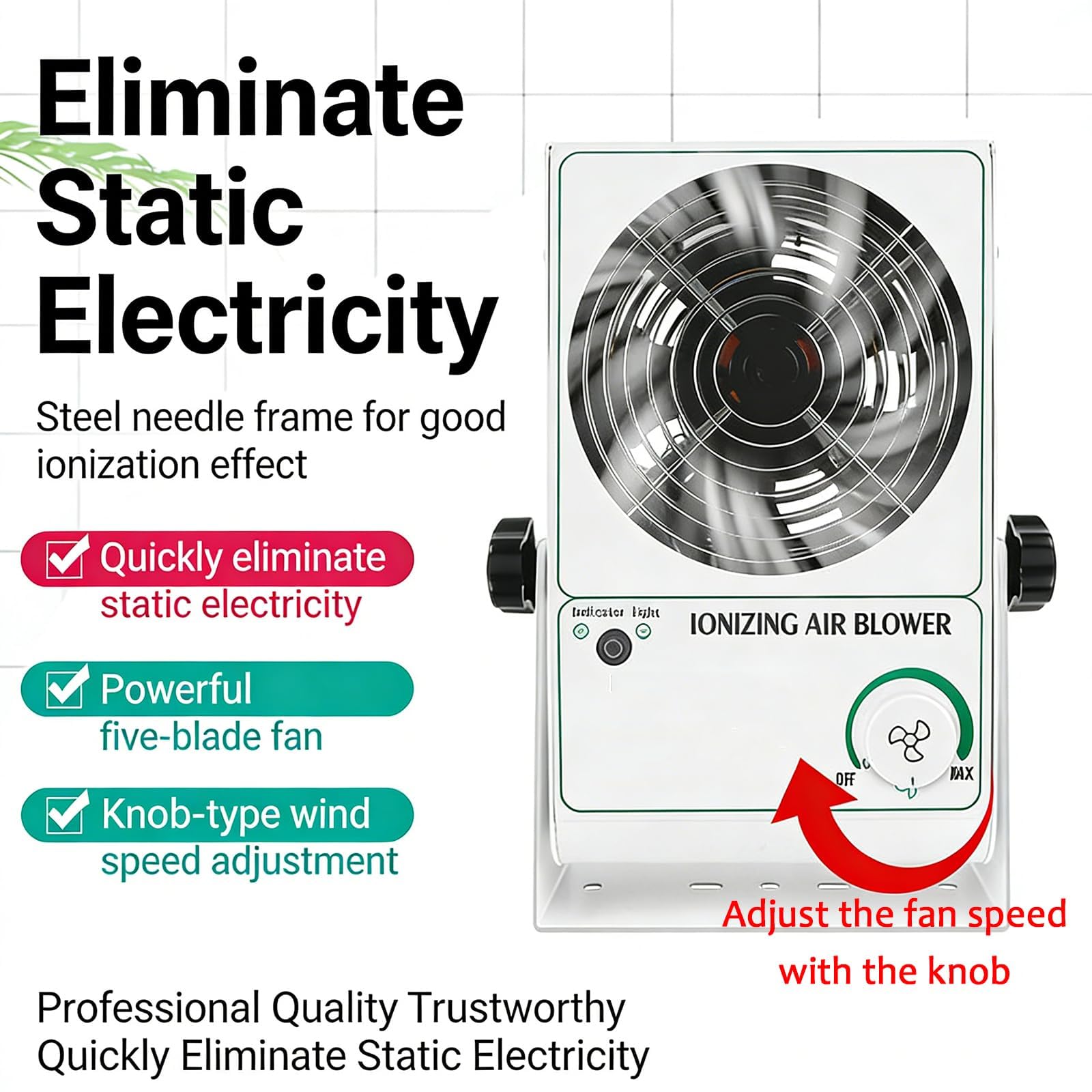 Soplador Ionizador Antiestático, Ventilador Eliminador De Electricidad Estática Industrial De Sobremesa, Con Salida Giratoria Y Protección Contra Fugas, Para La Eliminación De Polvo En Los Sectores