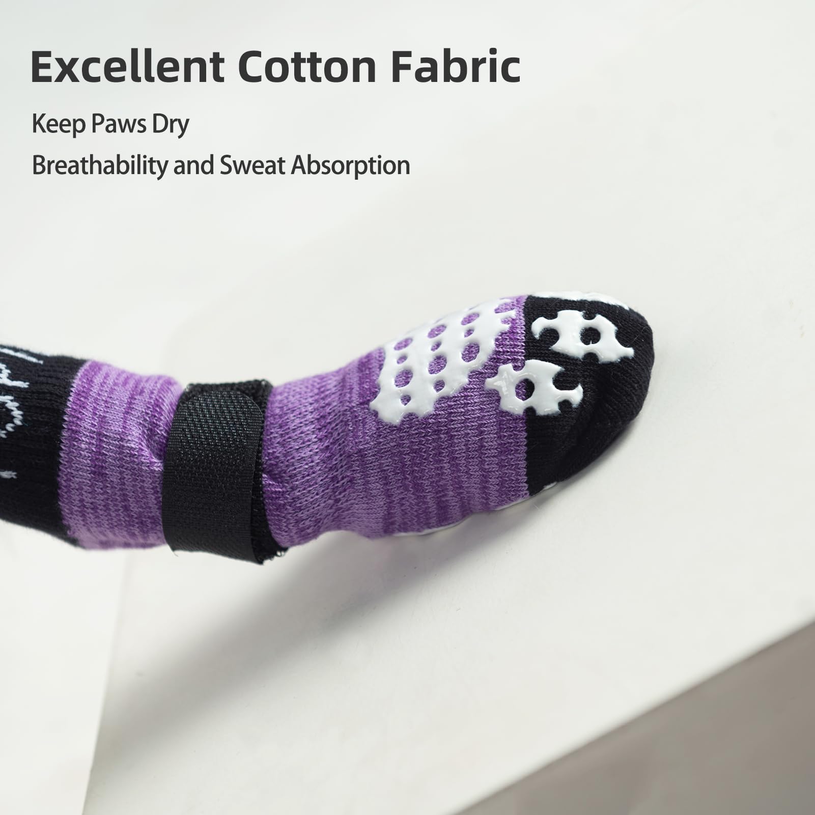 PUPTECK Chaussettes antidérapantes pour Chien avec poignées Double Face pour Chausson Chiens de Petite, Moyenne et Grande Taille, planchers en Bois Dur empêchant Le léchage, Chaussures pour