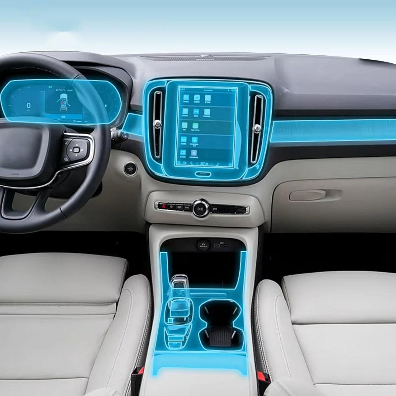 Film PPF console Volvo XC40 2020-2024 protège des clés et ongles