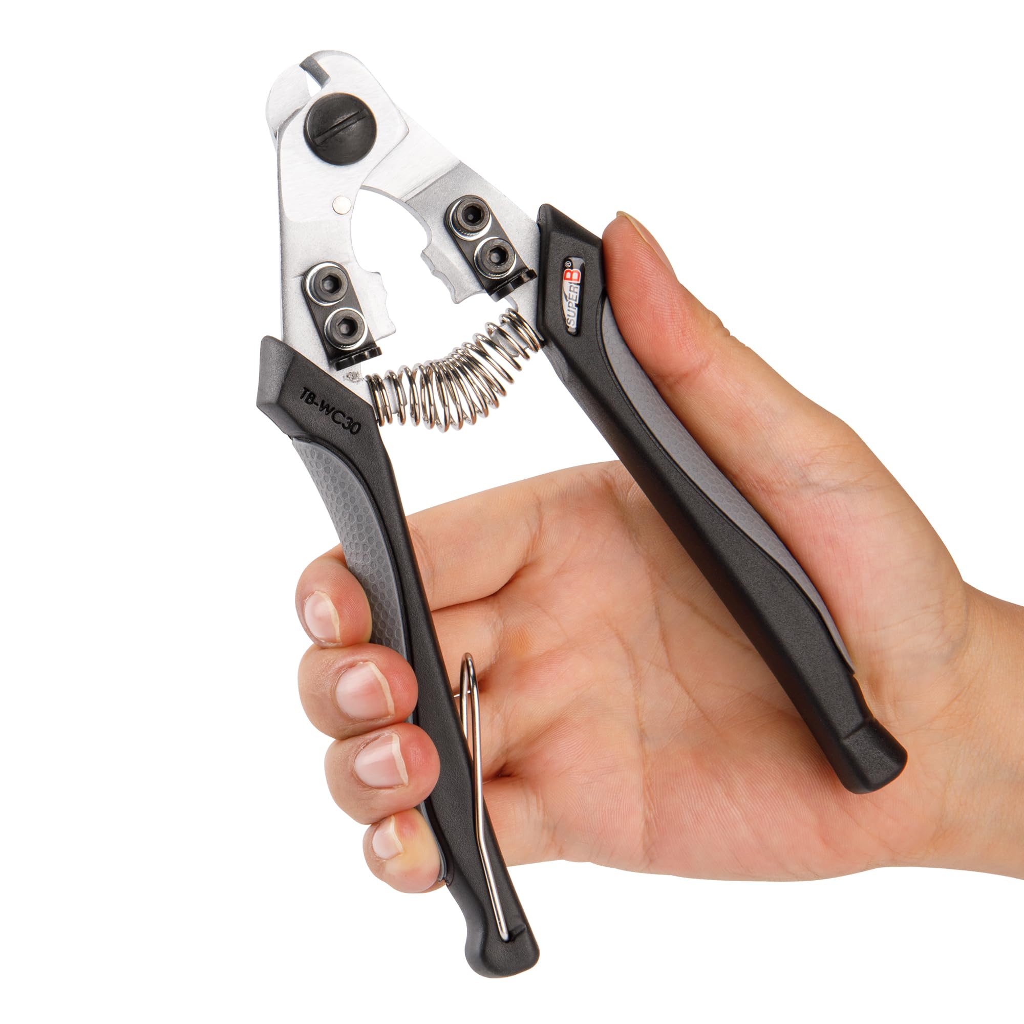 Super B Robuste Kabelschneider, präzises Draht- und Kabelschneiden mit Crimpen, Gehäuseendformung und Schnellverbindungswerkzeug für Fahrräder, ergonomischer Griff, federbelastetes Design (TB-WC31)