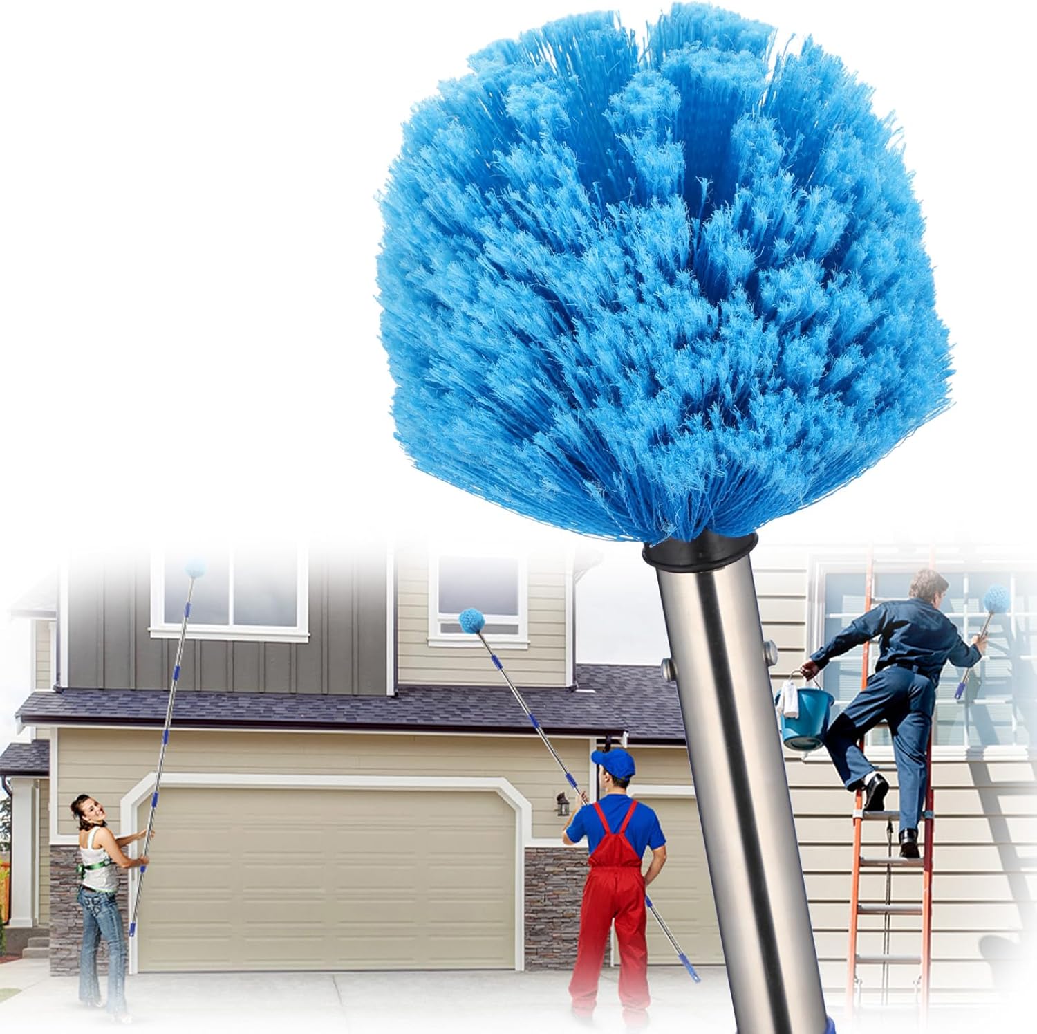Duster FT Extens Pole - Medium Bristle Brush for Ceiling, Wall, and