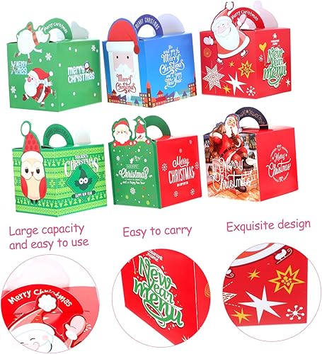 Miniatura 7 de Abaodam Caja de regalo de Navidad, 72 unidades, bolsas de golosinas, bolsa de galletas para fiesta de Navidad, soporte para dulces de Navidad,