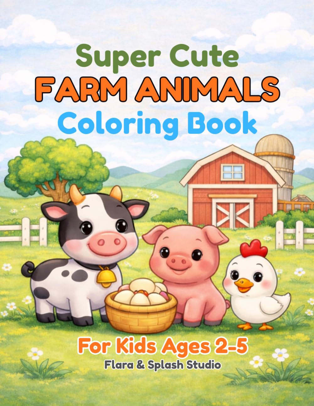 Super Cute Farm Animals Coloring Book for Kids Ages 2–5: Easy and Fun Coloring Pages with Simple Farm Animals for Kids, Preschool and Beginners