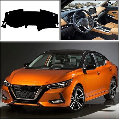 Miniatura 10 de Funda para salpicadero interior compatible con Nissan Sentra S SV SR Sedan 2020 2021 2022 2023 protector de rayos UV (borde rojo)