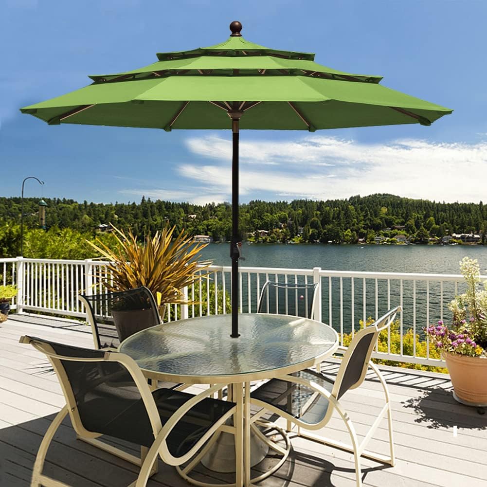 EliteShade USA 10-Year-Non-Fading 9Ft 3 Tiers Market Umbrella Patio Umbrella Outdoor Table Umbrella with Ventilation, Macaw Green - Image 2