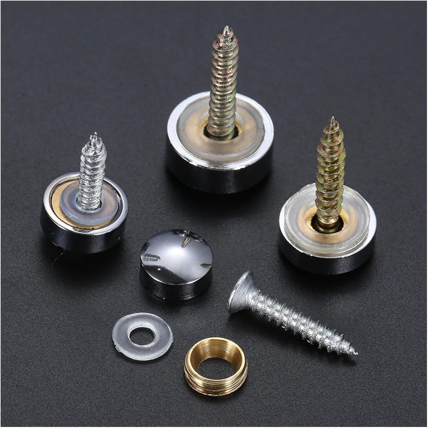40 Pcs Brass Copper Glass Fastener Advertising Screws Mirror Nails Decorative Cover Advertisement Fixing Screw 10/12/14/16mm(12mm)