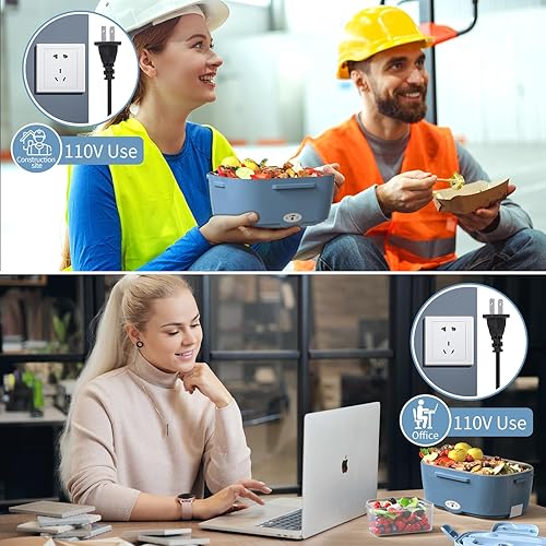 Miniatura 3 de Vingud Lonchera Eléctrica, Calentador de Alimentos, 3 en 1 Lonchera Calentada para Trabajo/Coche/Camión, Loncheras Calentadas para Adultos con