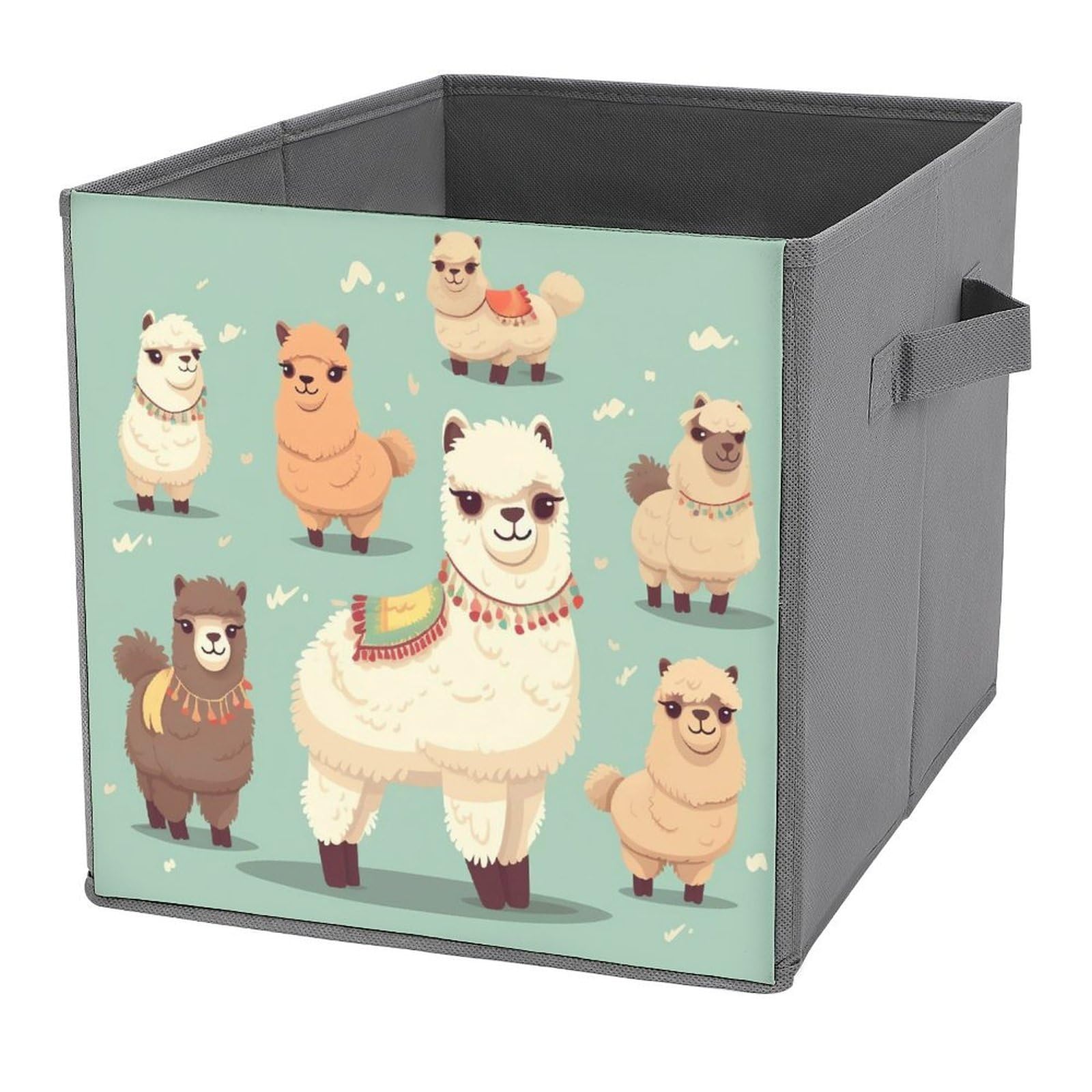 NONHAI Collapsible Storage Bins with Dual Handles Fabric Storage Basket Foldable Cubes Organizer Baskets Alpacas Storage Boxes for Organizing Clothing Cube Storage Organizer Bins