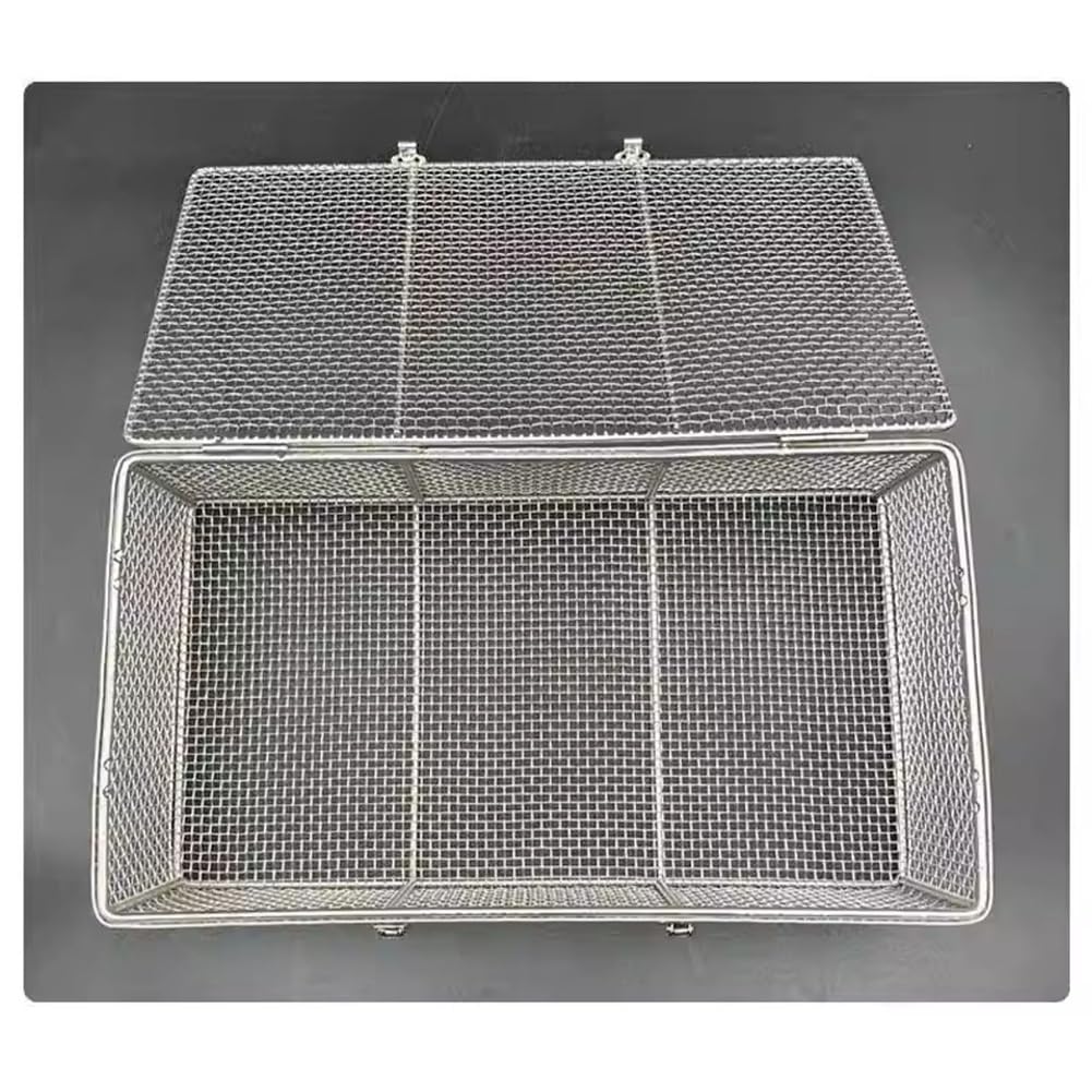Cesta de esterilización de instrumentos, acero inoxidable 304 con tapa, malla de 4 mm, perfecta para uso en hospital y laboratorio, duradera y segura para instrumentos médicos