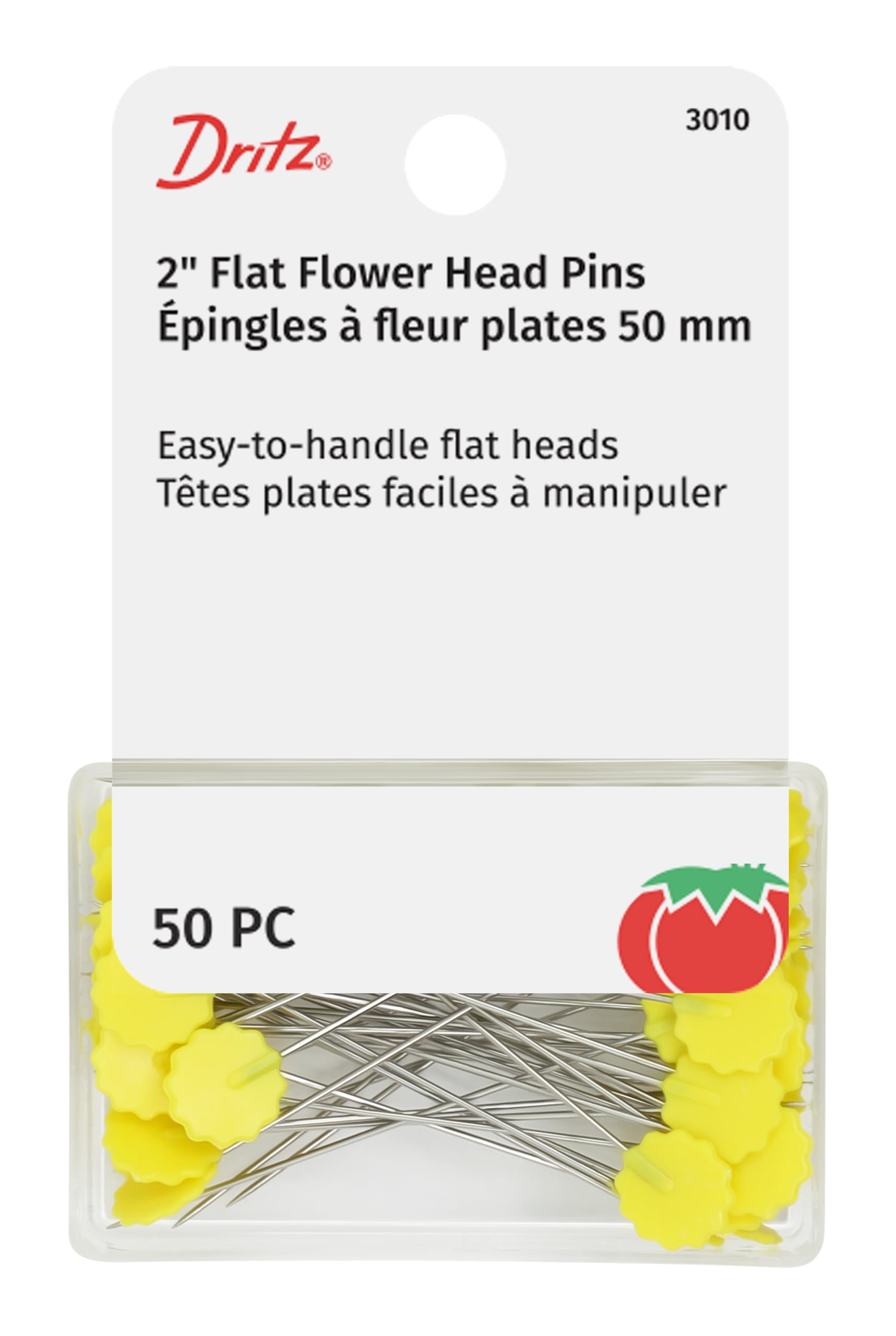 Dritz Quilting Flat Flower Pins-Size 32 50/Pkg, Yellow, 1