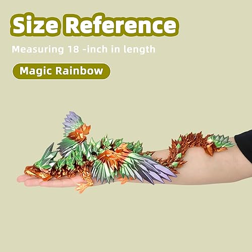 Miniatura 9 de Flavery Dragón impreso en 3D  Juguete para ansiedad de dragón articulado volador de 18 pulgadas, dragón brillante perlado flexible con alas,