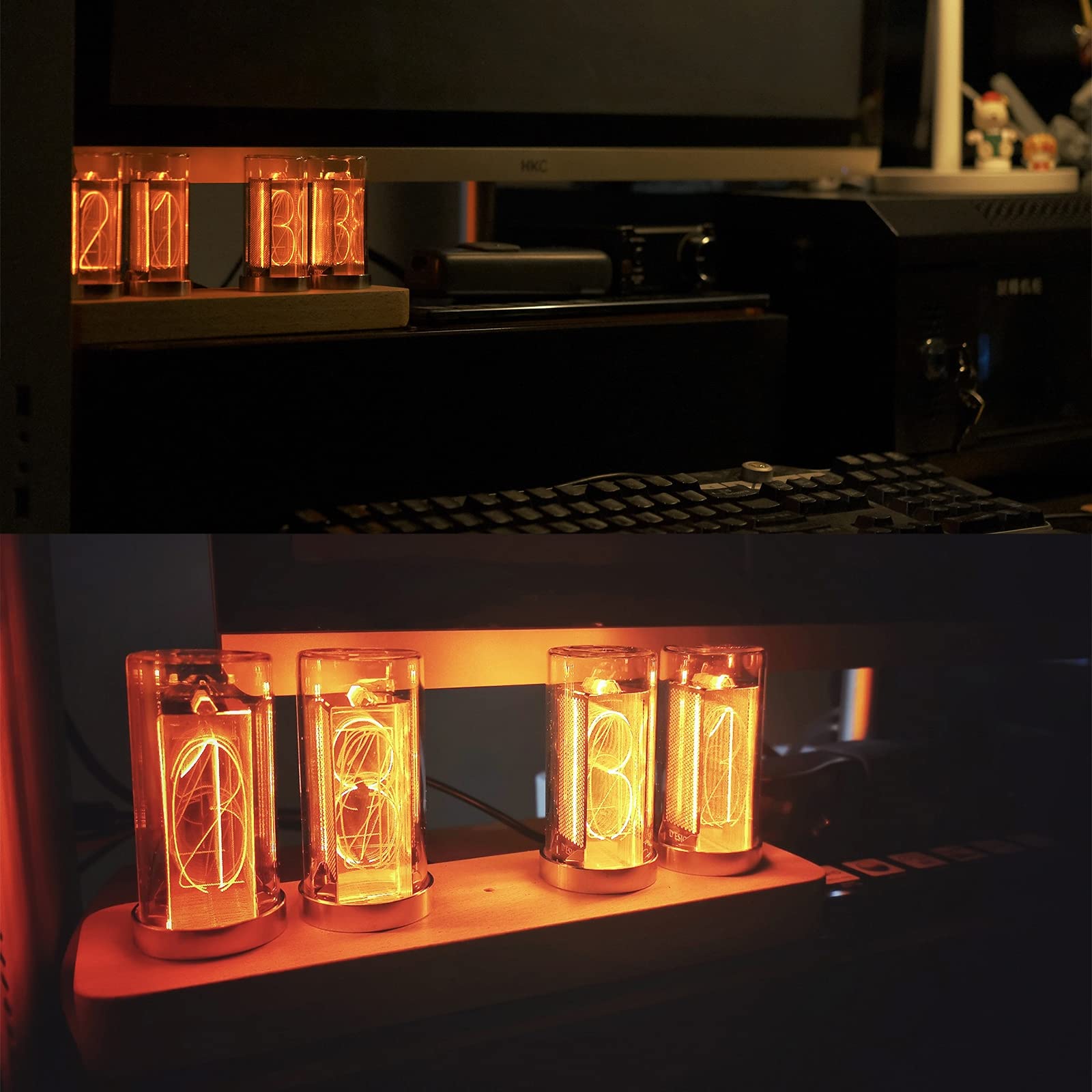 Cadeaux personnalisés,Horloge de Bureau électronique Lumineuse,Horloge numérique à LED,mémoire de Mise Hors Tension,9 Modes de couleur/16 Millions de Couleurs/luminosité