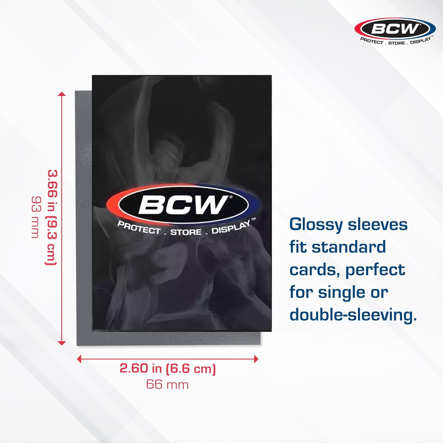 BCW Elite2 Glossy Card Sleeves – Cool Gray | Crystal-Clear Front | Textured Back | Fits 2.5" x 3.5" Cards - 100 Ct