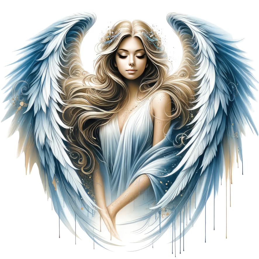 Blue Angel Vinyl Decal Stickers, Cover Marks, [Qty:4] 1@20cm Tall Ideal for Wall, Toilets, Car, Luggage or Laptop. 3@ 7cm for Phone, Tiles & Cups, Vibrant Angelic Graphics (Angel Blue) — image 1