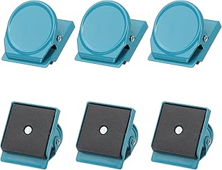 PATIKIL 31mm Magnetic Clips, 6Pcs Stainless Steel Refrigerator Magnet Hook Clips for Photo Displays, Whiteboards, Fridges, Classrooms, Office, Light Blue