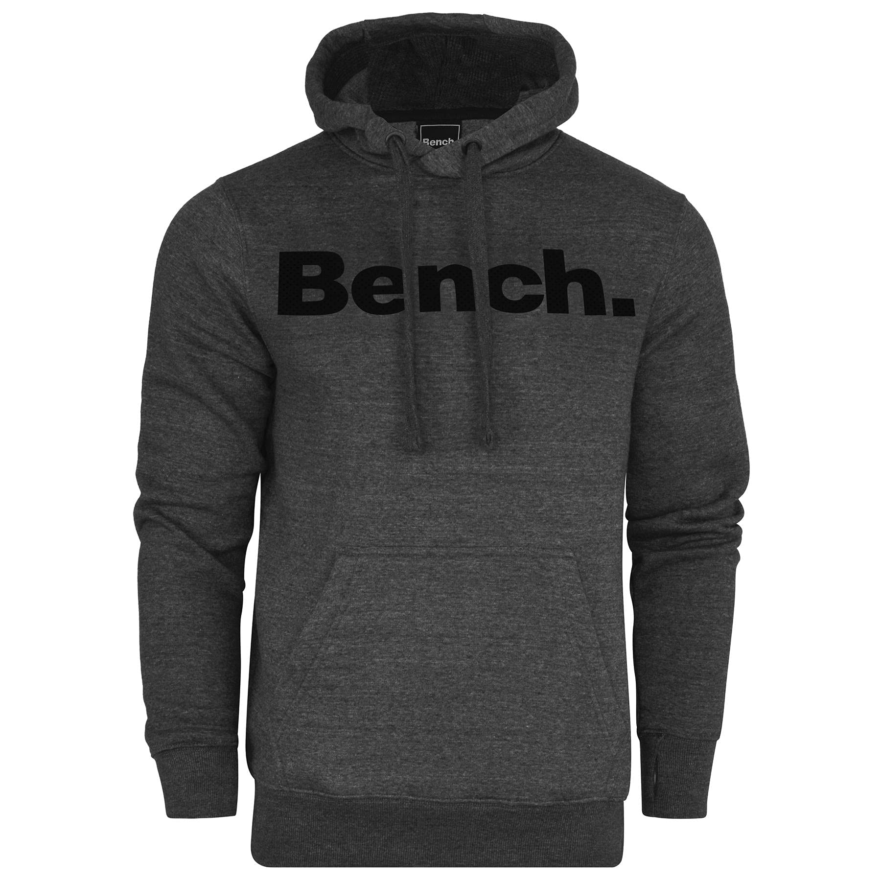 Bench Mens Hoodie Fleece Sweatshirt Hooded Jumper Overhead Pullover Logo Hoody Charcoal M