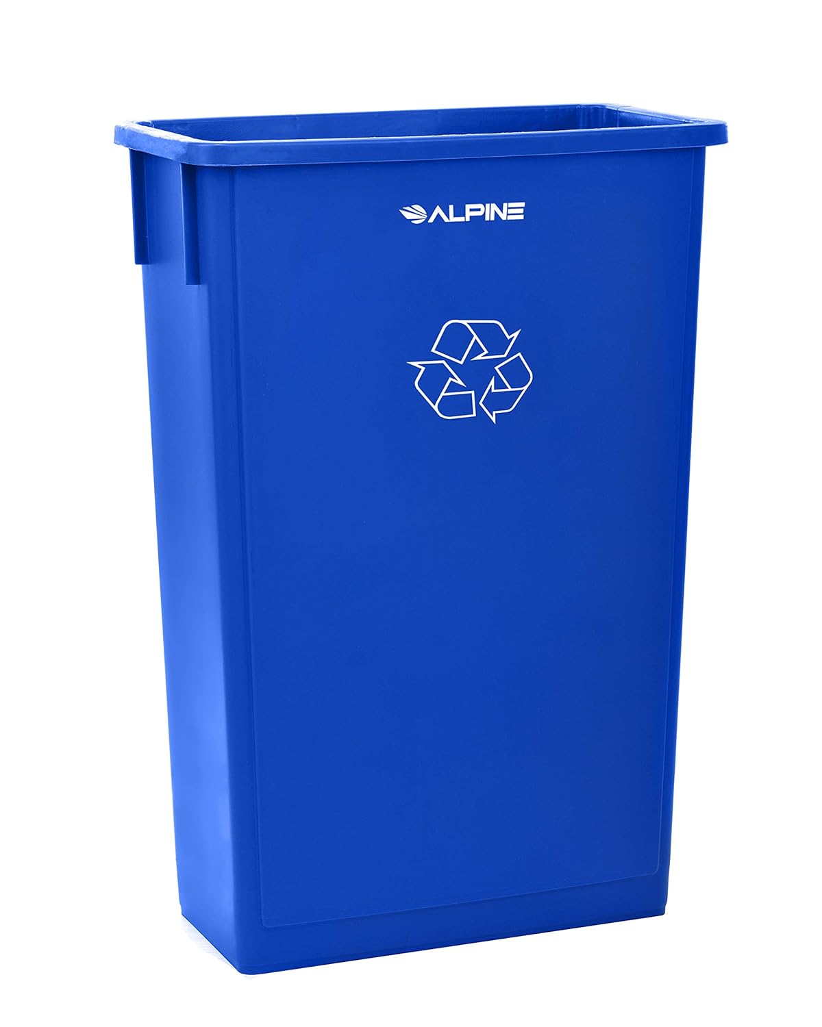 Alpine Industries 23 Gallon Blue Slim Trash Can - Compact Garbage Bin - Wide Open Top Slender Durable Plastic Waste Container Ideal for Homes Offices and Other Commercial Space