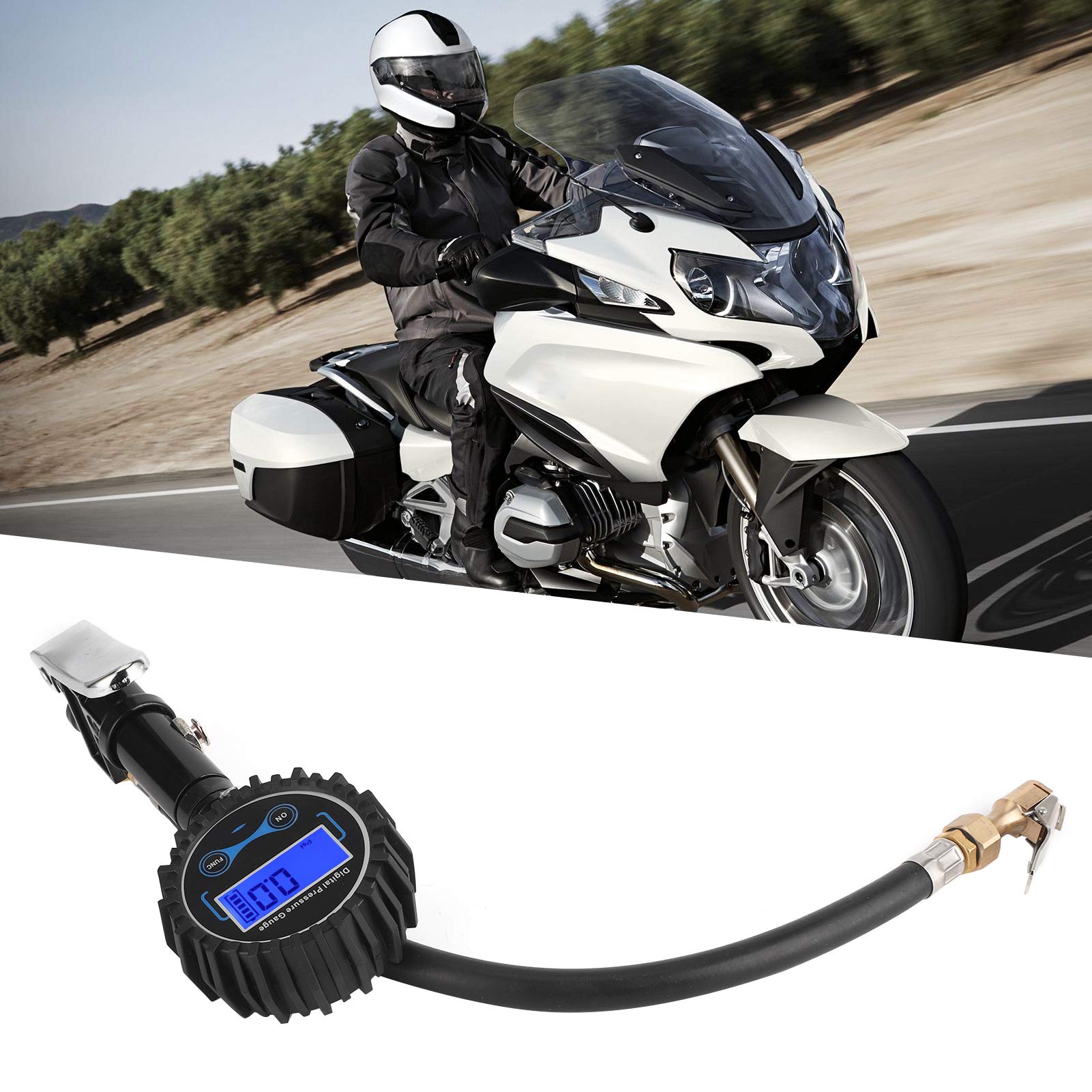 Miernik ciśnienia w oponach 200 psi do monitorowania inflatora cyfrowego wyświetlacza LCD z oświetleniem LED do samochodów, motocykli, pojazdów, stopu aluminium, miedzi, gumy
