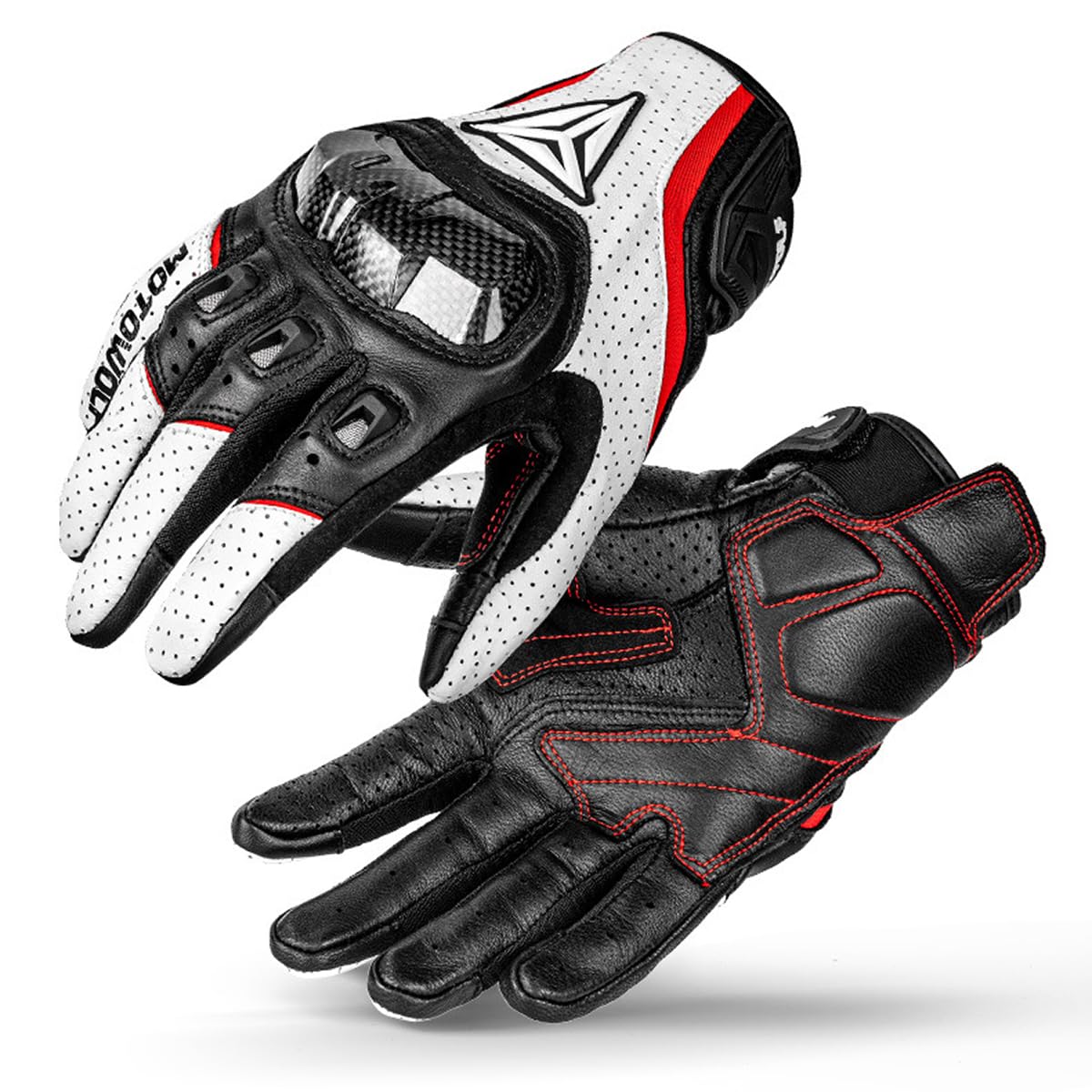 Guantes para Hombre y Mujer de Escalada, Motociclismo y Carreras con Fibra  de Carbono, Pantalla Táctil, Guantes de Cuero para Verano e Invierno,