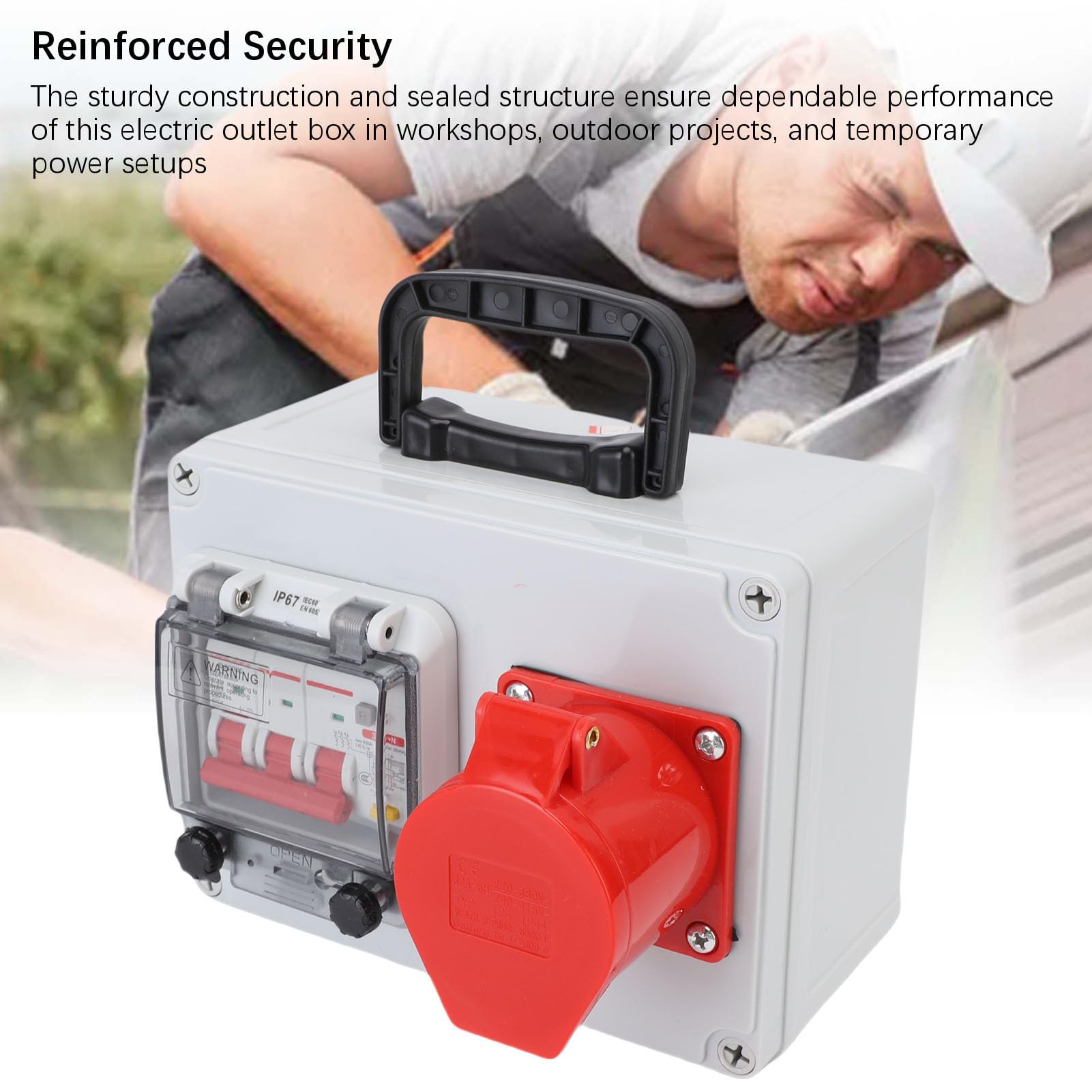 Scatola di distribuzione industriale portatile con interruttore automatico per prese elettriche per officina di fabbrica da cantiere 200x150x100mm