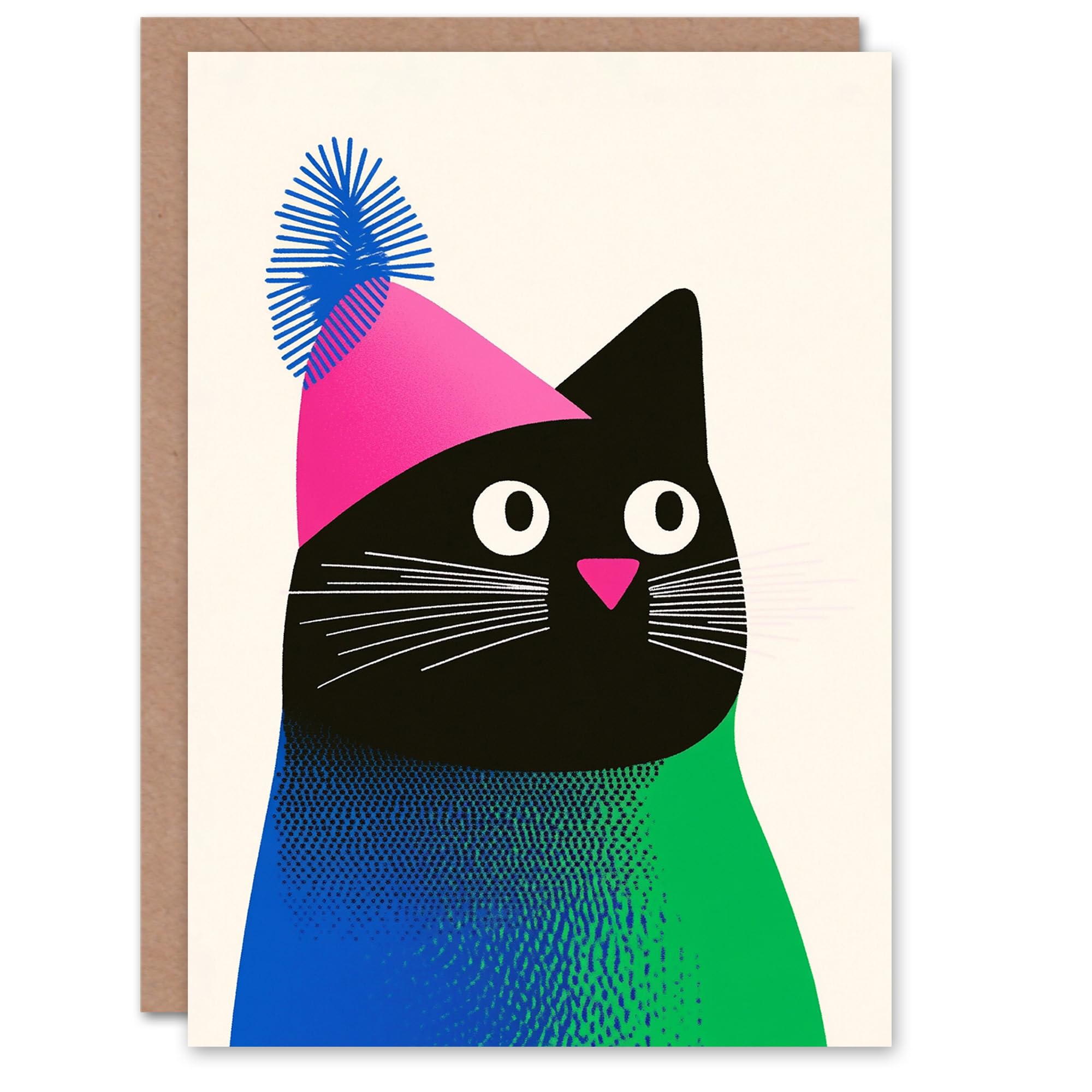 Wee Blue Coo Blank Christmas Card - Cat Lover Xmas Card - Modern Design