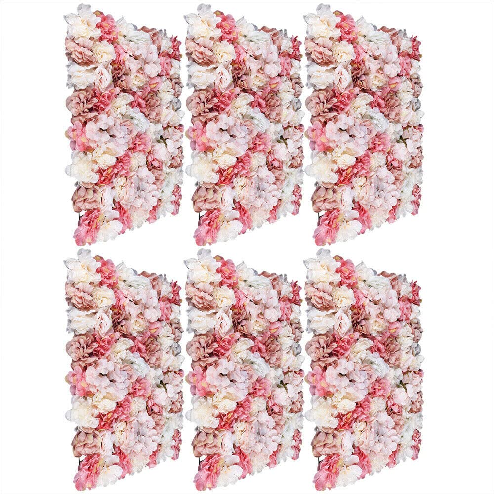Futchoy 6PCS Flower Panels Wall Decorative Artificial Flowers Romantic Floral Backdrop Home Decor Wedding Party Photo Background 60x40cm