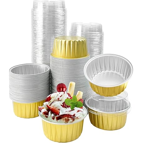 100-Piece Aluminum Foil Ramekins with Lids