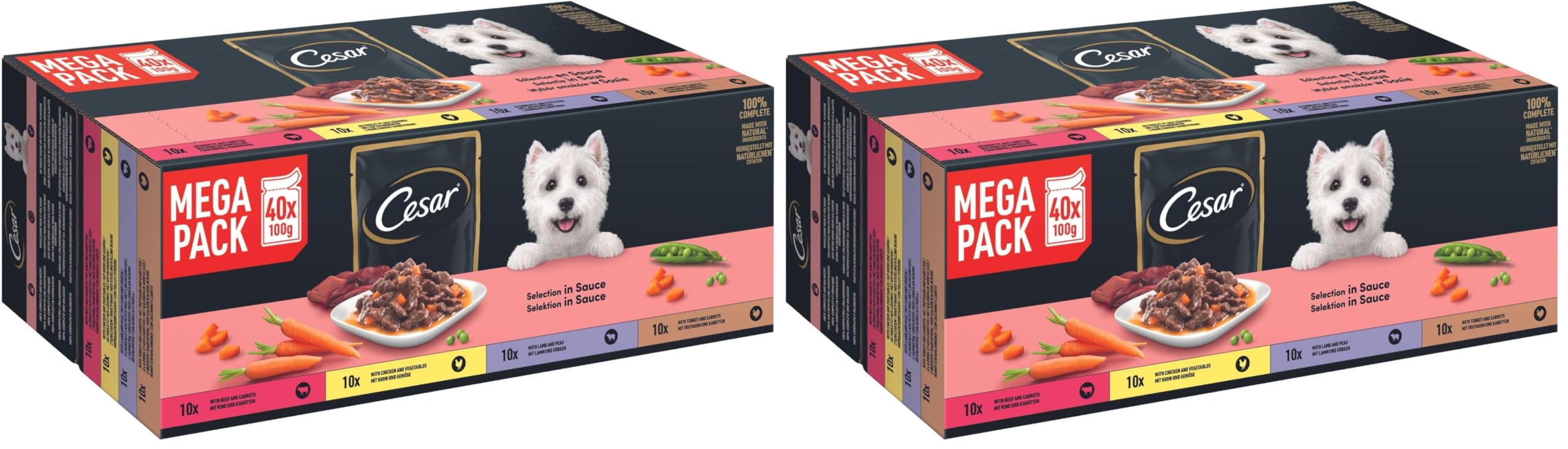 Cesar Selection in Sauce Premium Dog Wet Food in Portion Bag 4 Varieties 40 x 100 g (Pack of 2) 4 varieties 4 pounds (pack of 2)