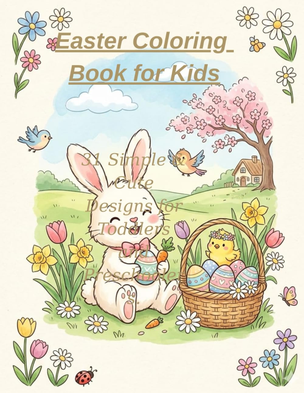 Easter Coloring Book for Kids: 31 Simple & Cute Designs for Toddlers and Preschoolers.
