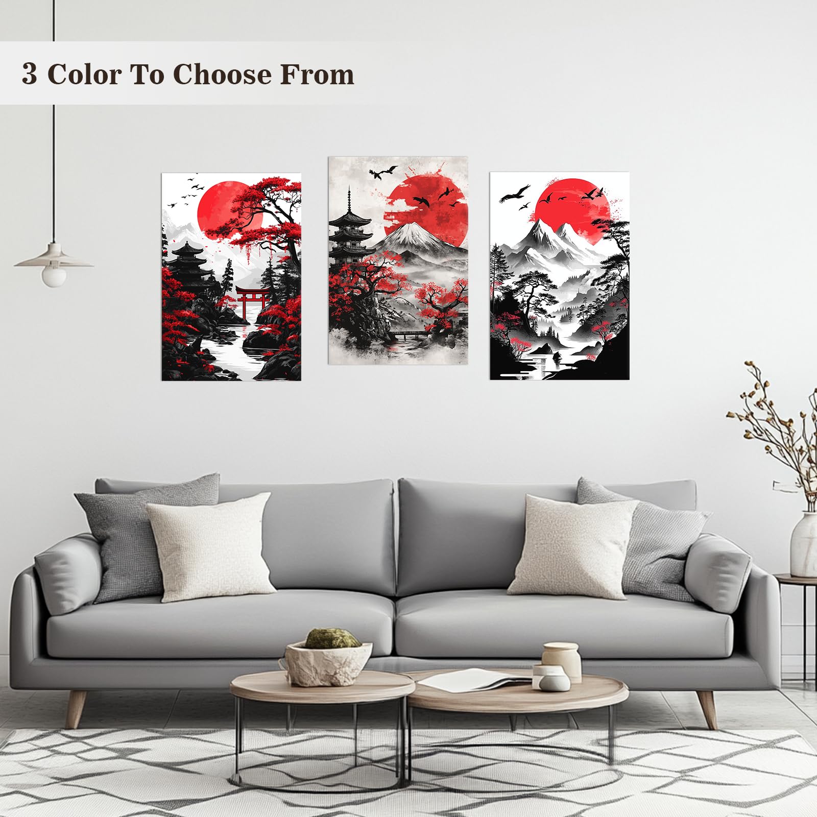 Amazon.com: PLIDAAYO Japanese Wall Art Mountain with Moon Japanese
