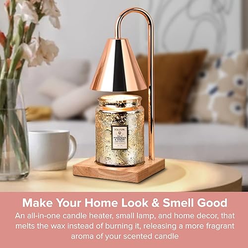 Miniatura 3 de Calentador de velas, elegante lámpara de vela con interruptor de atenuación y bombilla, calentador de cera para velas de 3 mechas y frascos de